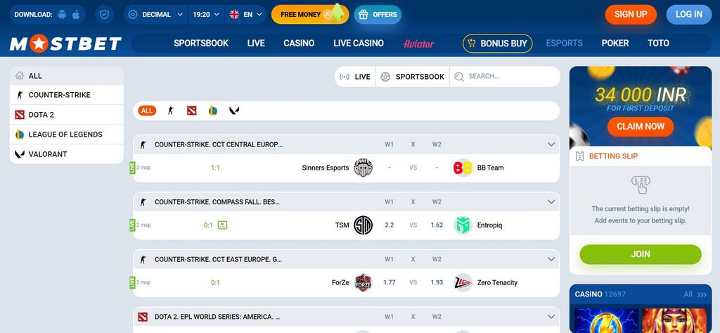 Aplicativo Mostbet para Android e iPhone